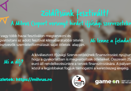 Zöldítsünk fesztivált!A Milvus Csoport versenyt hirdet ifjúsági szervezeteknek
